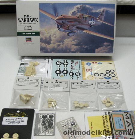 Hasegawa 1/48 P-40N Warhawk with (2) Eduard Color PE and Mask / Black Box Cockpit / True Details Wheels / Ultracast Exhaust & (2) Wheels & Seat / Ventura Decals - USAAF 'Geronimo' Lt Campbell 45th FS 15th FG Dec 1945 / 'Kansas City Kiddie III' Capt. R.H. White 8th FS 4, JT88 plastic model kit